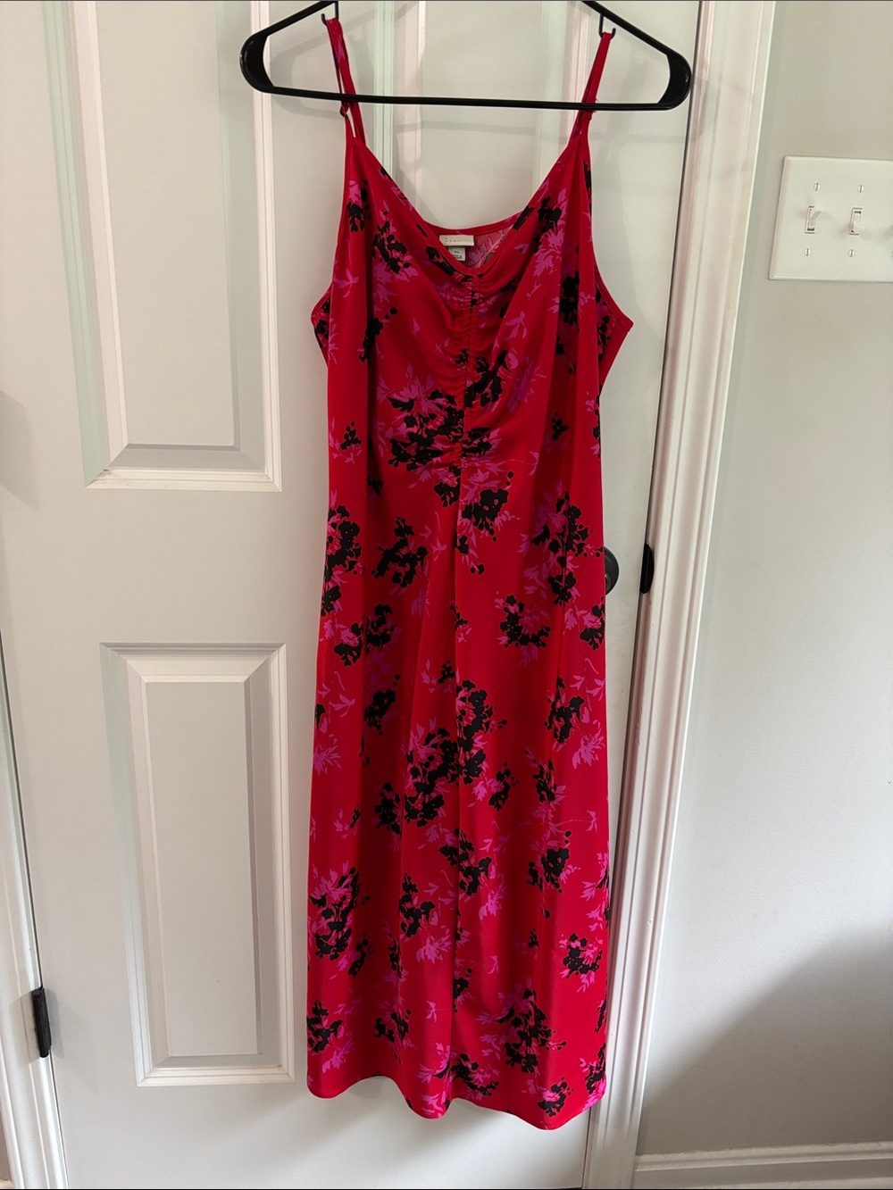 a new day Red Floral Midi Slip Dress with Cowl Neck